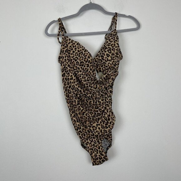 Aqua Green Other - Aqua Green Women's Faux Wrap Animal Print One Piece Swimsuit Large